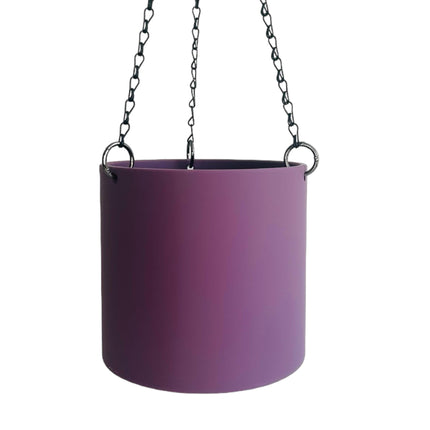 Matte Purple Hanging Planter, No Drainage, 5 Sizes, 18" Chain
