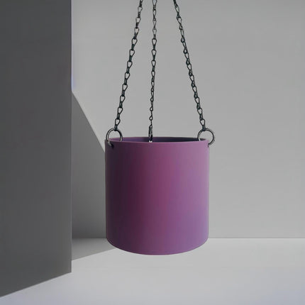 Matte Purple Hanging Planter, No Drainage, 5 Sizes, 18" Chain