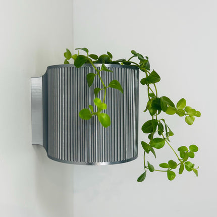 The Brunswick Wall Mounted Pot Planter Metallic Silver // 2 Sizes // Screw Mounted // No Drainage