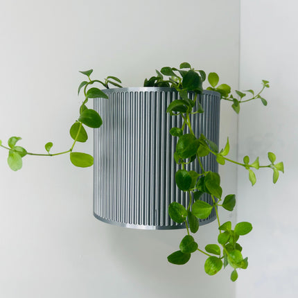 The Brunswick Wall Mounted Pot Planter Metallic Silver // 2 Sizes // Screw Mounted // No Drainage