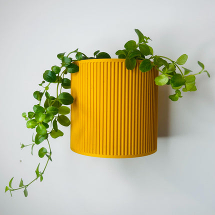 The Brunswick Wall Mounted Pot Planter in Matte Honey Yellow / 2 Sizes / Screw Mounted / No Drainage /