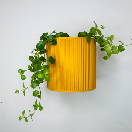 The Brunswick Wall Mounted Pot Planter in Matte Honey Yellow / 2 Sizes / Screw Mounted / No Drainage /