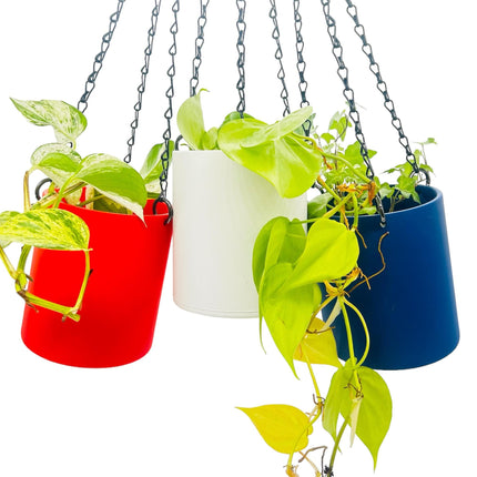 Red, White & Blue, Set of 3 Indoor Hanging Planters, USA American Decor, 4th of July Decor