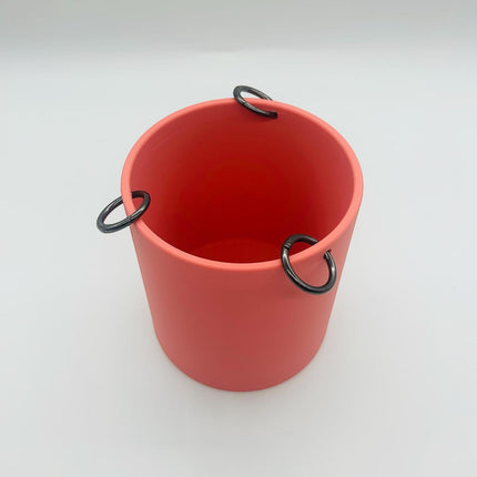 Matte Coral Pink Hanging Planter, Available in 5 Sizes, No Drainage, 18'' Black Chain