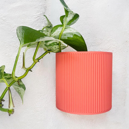 The Brunswick Wall Mounted Pot Planter in Coral / 2 Sizes / Screw Mounted / No Drainage /